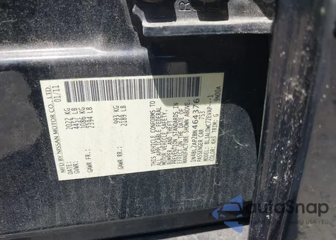 2011 Nissan Altima 3.5 Sr z USA, uszkodzony, nr VIN 1N4BL2AP2BN464376